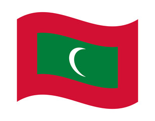 Maldives flag waving isolated on transparent background for national celebrations