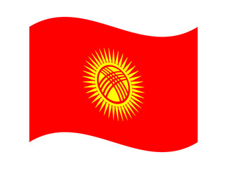 Kyrgyzstan flag waving on transparent background official colors national symbol