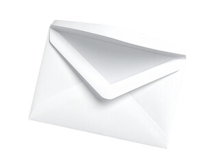 White Envelope with Open Flap, Slightly Tilted, Transparent Background