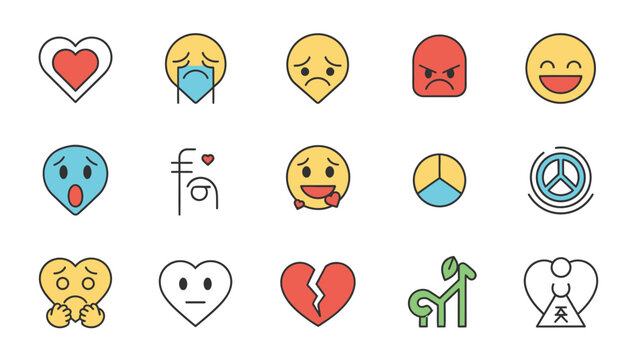 Collection of Various Emoji Heart Symbols.