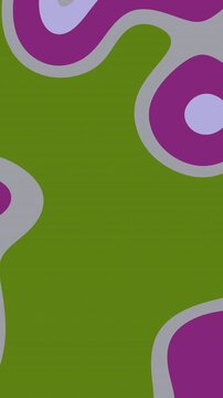 Abstract green background with purple and grey shapes.