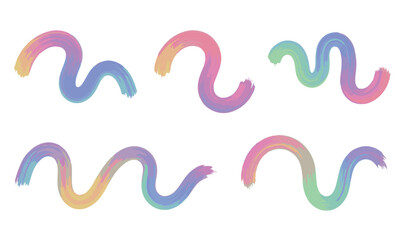 Obraz premium Abstract wavy watercolor rainbow paint strokes set. Colorful vibrant gradient brush lines and artistic flowing splashes isolated on white background.