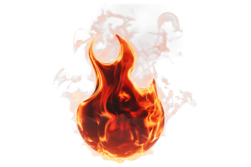 Realistic 3D Fire Flame Effect with Glowing Red Hot Sparks Isolated