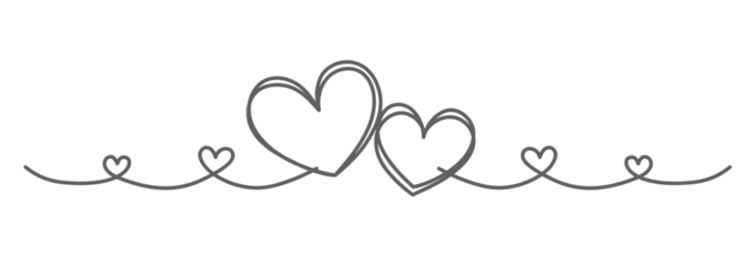 Couple of hearts formed by a continuous line – Two connected hearts – Minimalist line art of two abstract hearts representing man and woman