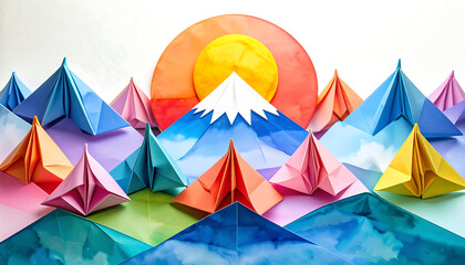 dreamy landscape with smooth, flowing color gradients. A red, orange and blue