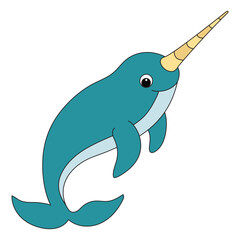 Little narwhal isolated on white background © Vector Club