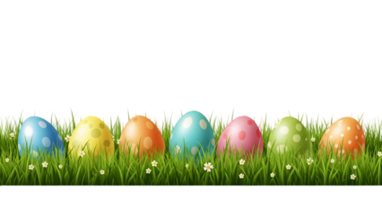 Easter sunday celebration with colorful eggs isolated on transparent background