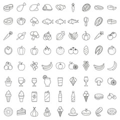Fototapeta premium Food and Drink Line Icons Set Collection Vector Illustration Design Elements.png