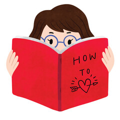 Illustration of Person Reading "How To" Book.