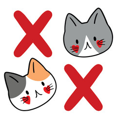 Cute Cats and Xs Illustration