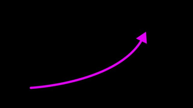 Business growth arrow and graph chart animation. Up arrow animation on black background.