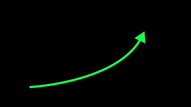 Business growth arrow and graph chart animation. Up arrow animation on black background.