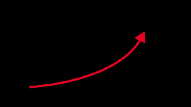 Business growth arrow and graph chart animation. Up arrow animation on black background.