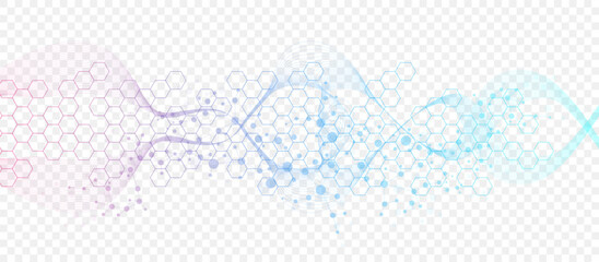 Structure molecule and communication Dna, atom, neurons. Science concept for your design. Connected lines with dots. Medical, technology, chemistry, science background. illustration.
