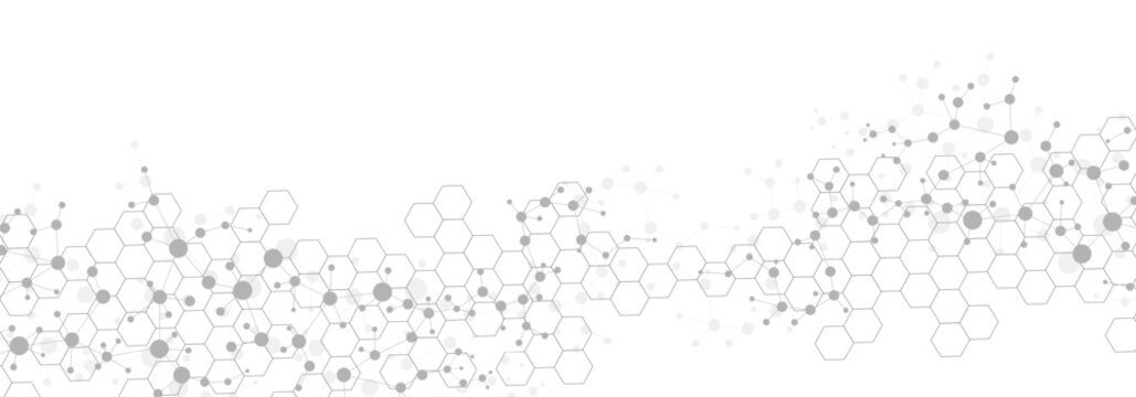 Structure molecule and communication Dna, atom, neurons. Science concept for your design. Connected lines with dots. Medical, technology, chemistry, science background. illustration.
