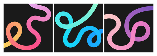 Abstract colorful wavy shapes, fluid wavy lines for a dynamic, swirls and curves set with smooth gradients, perfect for modern backgrounds, branding, posters and creative designs.