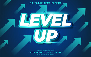 Level up editable text effect with a background decorated with an upward arrow