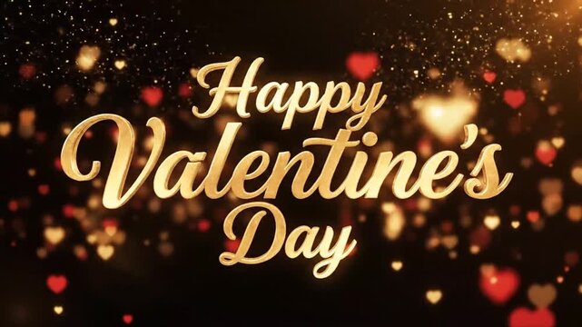 Romantic Valentine's Day Celebration with Glowing Heart Bokeh Effects