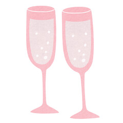 Two Pink Champagne Glasses Illustration
