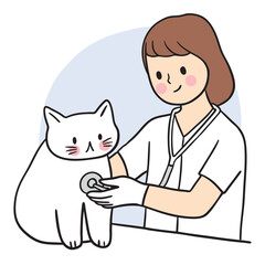 Veterinarian Examining a Cat