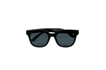 Black modern plastic sunglasses isolated on transparent background. Png file