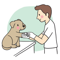 Veterinarian Examining a Puppy.