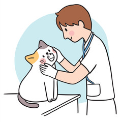 Veterinarian Examining a Cat.
