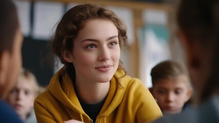 An inclusive classroom environment where students of different abilities learn together, highlighting accessible education and equal learning opportunities. cinematic color correction, natural - Powered by Adobe