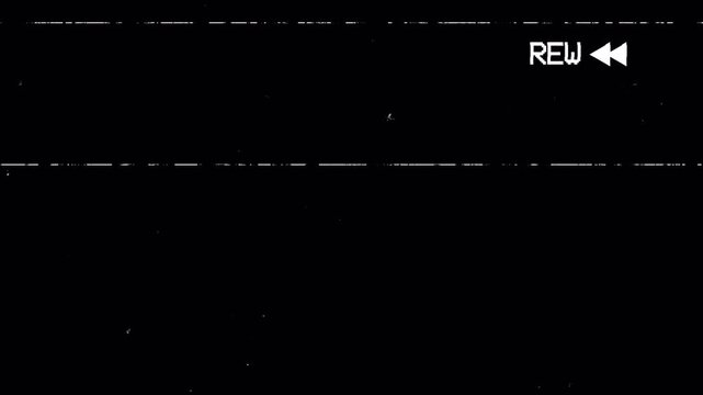 Vintage VHS Rewind Glitch Screen Overlay with Tracking Static, Retro Lo-Fi Video Effect with Alpha Channel (4)k video animation seamless loop
