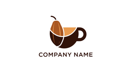 Coffee Cup Logo Design with Coffee Bean.