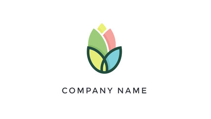 Colorful Leaf Logo Design Template.