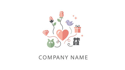 Colorful Logo Design Elements Heart Gift.