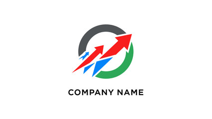 Company Logo with Arrows and Circle Design.