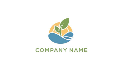 Company Logo with Green Leaves Emblem.