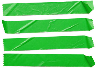 set of green adhesive torn tape isolated