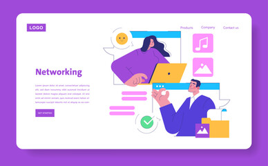 Vector Illustration of Online Networking Collaboration