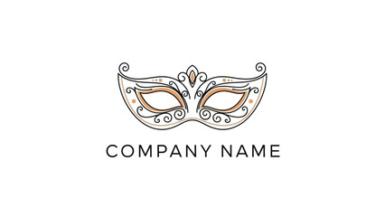 Golden Venetian Carnival Mask Logo Design.