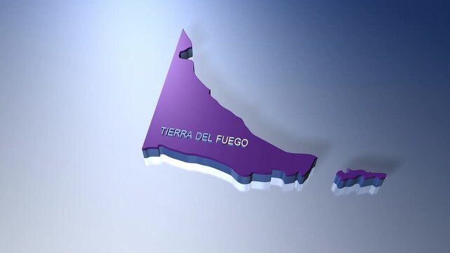 Map of Argentina province Tierra del Fuego in 3D Animation ProRes