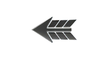 Black arrow pointing left with segmented design