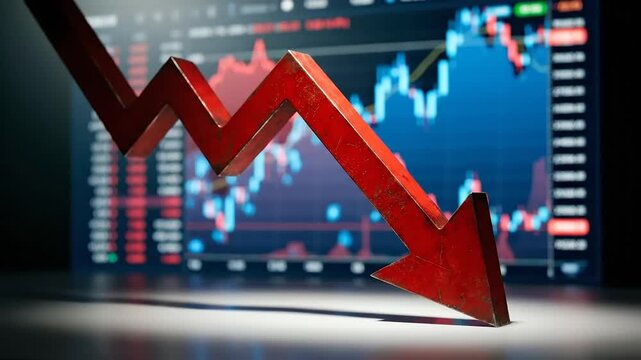 Downward Stock Trend with Red Arrow Illustration