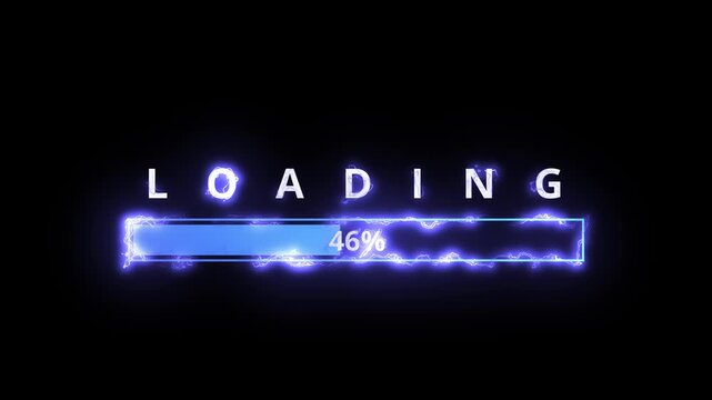 Animated loading screen overlay with electric blue effect. 