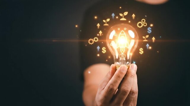 Concept of Innovation and Growth with Light Bulb