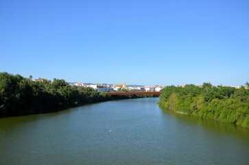 Obraz premium Floodwaters of the Guadalquivir River in Cordoba, Spain
