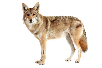Fototapeta premium Alert coyote standing on white background