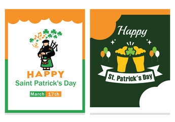 Fototapeta premium Happy St. Patrick’s Day Irish Piper Beer Cheers Flyer Poster Card Vector Design And Illustration