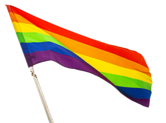 Rainbow pride flag waving celebrating lgbtq+ diversity and equality