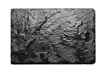 Fototapeta premium Wet black slate stone texture isolated. Rectangular rock background.