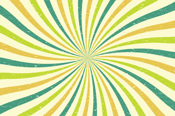 Abstract 70s starburst pattern Swirl retro background with Vintage grunge texture