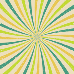 Abstract 70s starburst pattern Swirl retro background with Vintage grunge texture