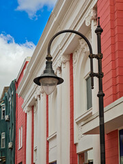 Architecture detail of old building in Varna, Bulgaria. Fragment of old building. Architectural heritage.  Varna is the sea capital of Bulgaria.